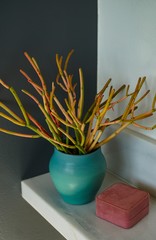 Stylish coral color accents enliven a contemporary bath 