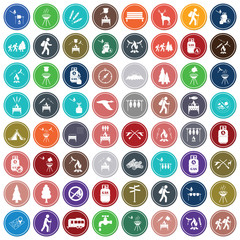 Set of travel and camping equipment icons