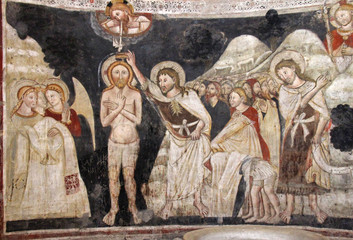 il Battesimo di Gesù; affresco del Battistero di Parma