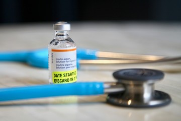 A vial of aspart rapid acting insulin
