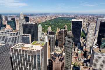 Central Park aerial view, Manhattan, New York. Park is surrounded by skyscraper