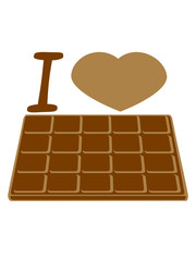 i love herz liebe schokolade hunger essen diät lecker süßigkeit tafel naschen ungesund fett dick fressen sünde block clipart design