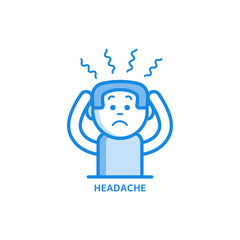 Man with headache holding his head with hands because of pain.