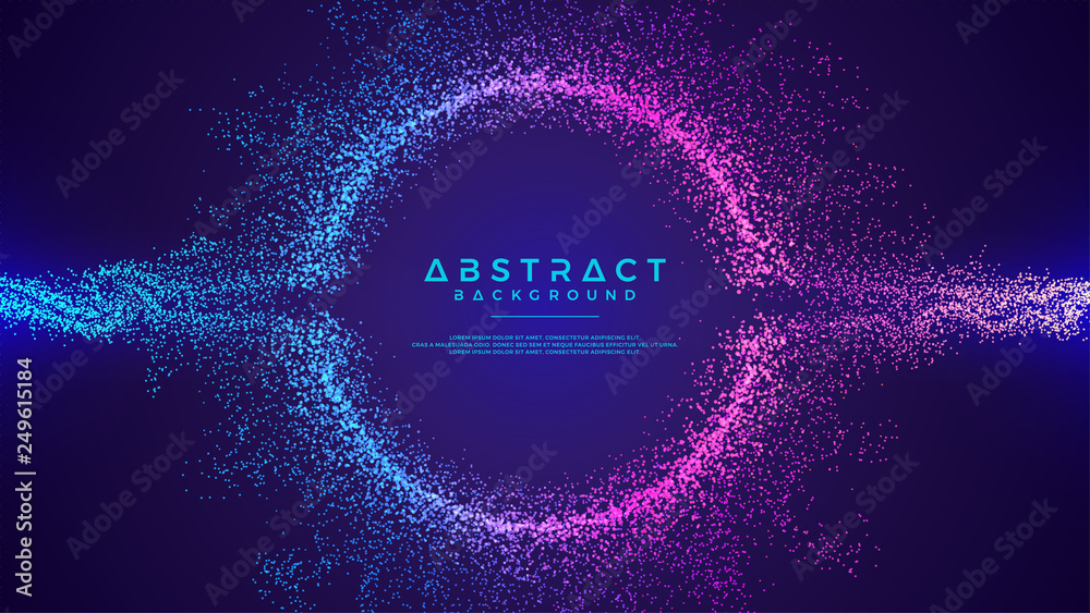Poster dynamic abstract liquid flow particles background. shining abstract particle flow background. futuri