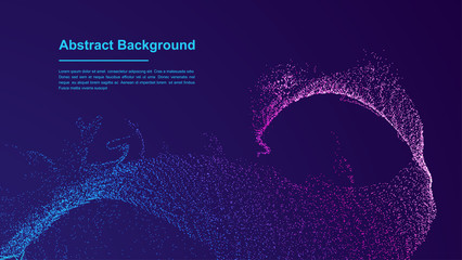 Dynamic abstract liquid flow particles background. Shining abstract particle flow background. Futuristic background with dots combination. Eps10 Vector background.
