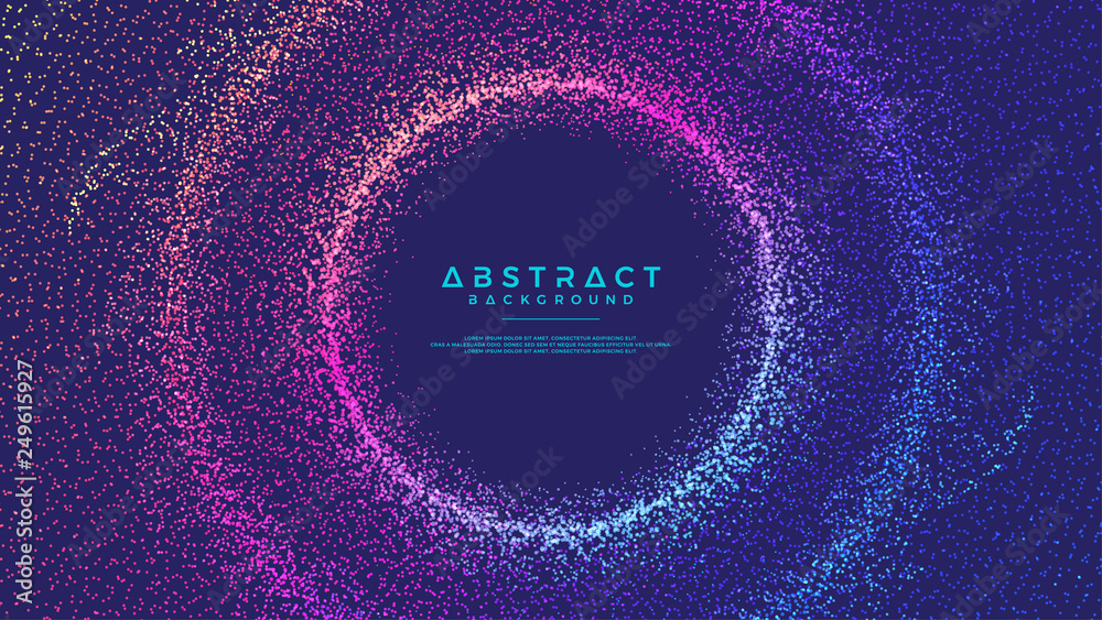 Poster dynamic abstract liquid flow particles background. shining abstract particle flow background. futuri