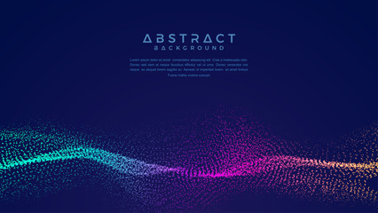 Dynamic abstract liquid flow particles background. Shining abstract particle flow background. Futuristic background with dots combination. Eps10 Vector background.