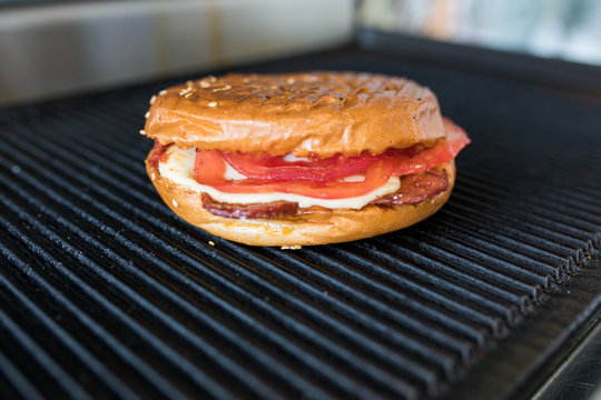Toast sandwich breakfast with cheese and tomato