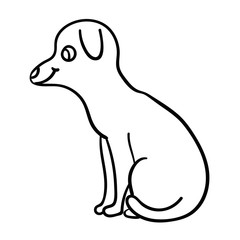 Cartoon doodle linear dog isolated on white background. Vector illustration. 