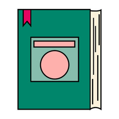 Cartoon linear icon of a book isolated on white background. Vector illustration. 