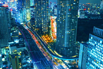 【東京の夜景】世界貿易センタービル展望台から見える大門・浜松町 - obrazy, fototapety, plakaty