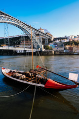 view of ribeira porto portugal with dom luis bridge