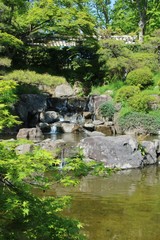Fototapeta na wymiar 新緑に包まれた初夏の神戸・須磨離宮公園の滝
