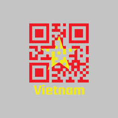 QR code set the color of Vietnam flag. yellow star on red flag.