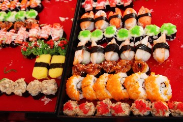 Mixed roll sushi set delicious, Japanese food