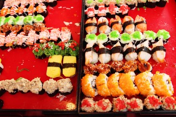 Mixed roll sushi set delicious, Japanese food