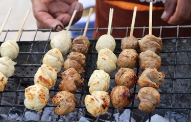 grilled meatballs is delicious at street food