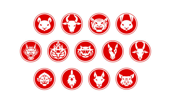 Red circle Chinese zodiac symbol