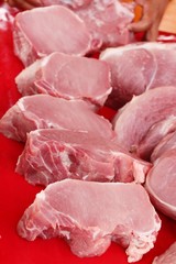 Raw pork for cooking at street food
