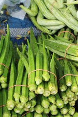 Fresh okra for cooking at street food