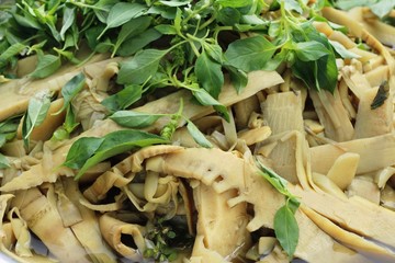 Sweet bamboo shoot to boil at market