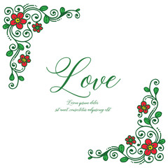 Vector illustration frame floral with lettering love hand draw