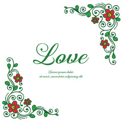 Vector illustration frame floral with lettering love hand draw
