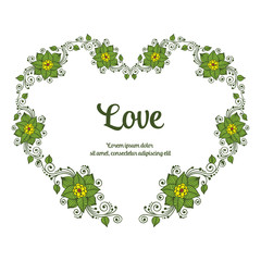 Vector illustration frame flower for greeting card lettering love with style hand draw