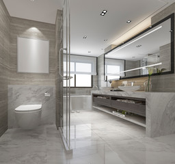 Fototapeta premium 3d rendering modern bathroom with luxury tile decor 