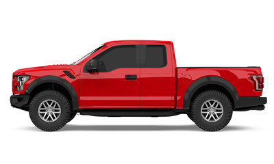 Red Pickup Truck Isolated - obrazy, fototapety, plakaty