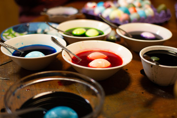 easter egg color blue dye bowl 