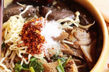 Duck noodle with vegetable and soup delicious