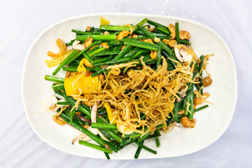 Stir fried Jiu Chai or Chives, popular dish among Chinese