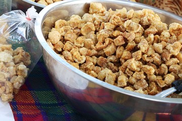 Fried pork skin delicious at street food