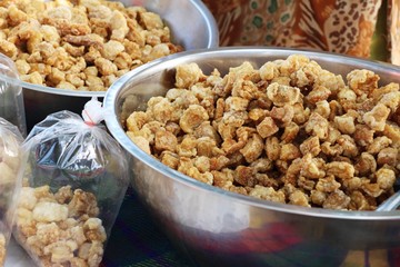 Fried pork skin delicious at street food