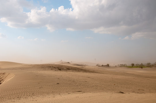 Dust storm in the desert 