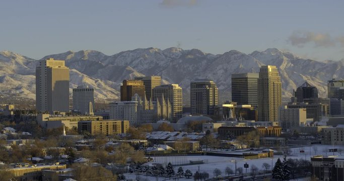 Salt Lake City Downtown Winter Sunset