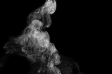 isolated smoke, abstract powder, water spray on black background.