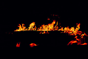 Fire flames on a black background