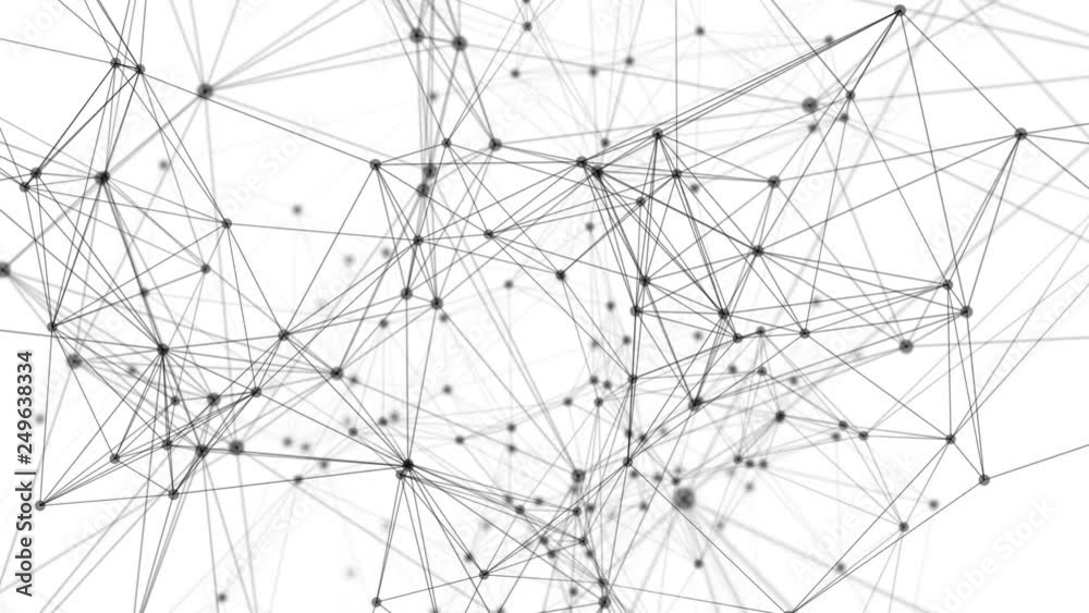 Poster digital computer data and network connection triangle lines and dots in futuristic technology concep