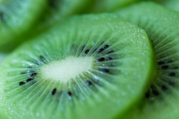 Closeup of kiwi sliced.