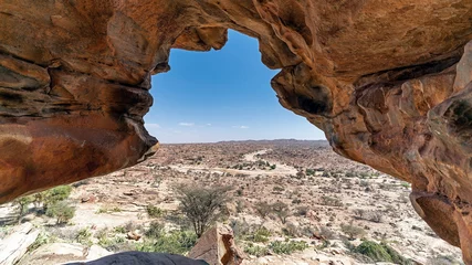 Fotobehang Two rivers confluence in Laas Geel in Somaliland. The view from rock art caves towards the rivers. © Janos