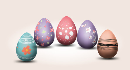 Happy easter eggs pastel color with different texture isolated background vector,elements,invitation,flyers,brochure,posters,banners,spring holiday
