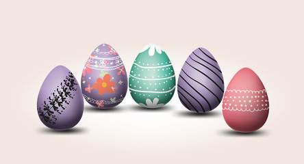 Happy easter eggs pastel color with different texture isolated background vector,elements,flyers,invitation,brochure,banners,posters spring holiday
