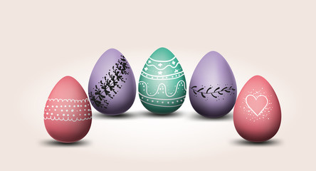 Happy easter eggs pastel color with different texture isolated background vector,elements,flyers,invitation,brochure,posters,banners,spring holiday