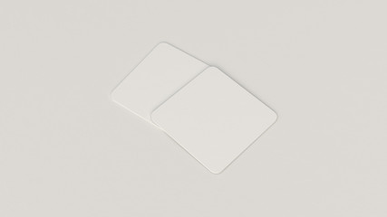 Mockup of blank white square beer coasters