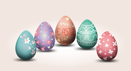 Happy easter eggs pastel color with different texture isolated background vector,elements,invitation,flyers,brochure,banners,posters spring holiday