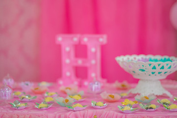 Neon Plastic Letter H Box Beautiful Pink Infant On A Birthday Table