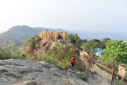 Hilltop view at afternoon from Konglak hilltop at Sajek Valley in Rangamati