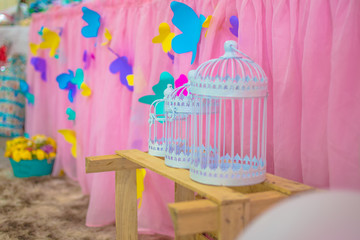 cage detail white decoration birdie party table object object decorative party theme